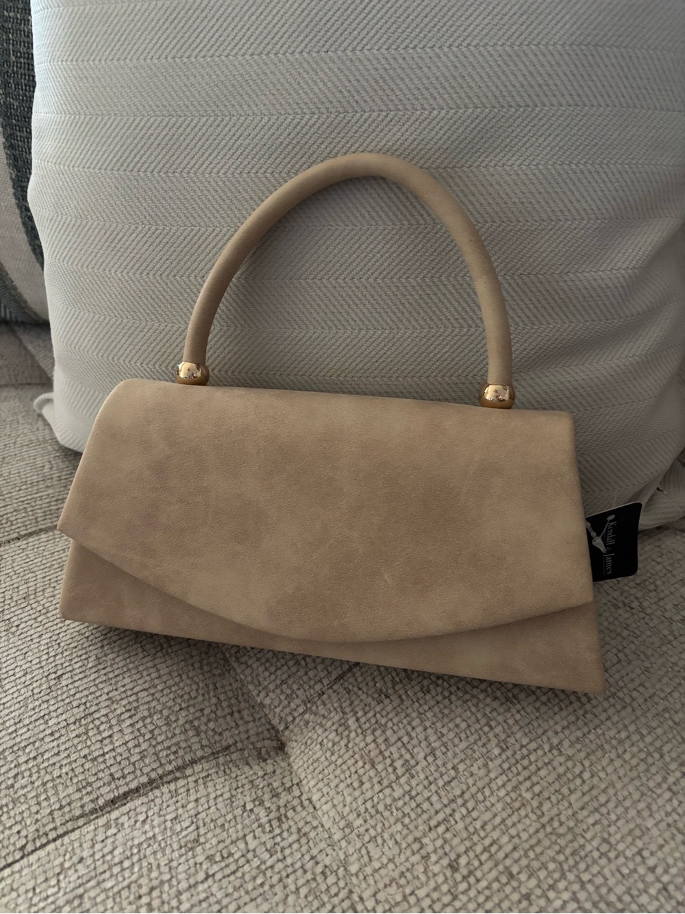 Chic Taupe Suede-Look Evening Clutch with Top Handle